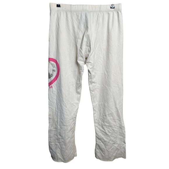 Y2K PINK Victoria's Secret Medium M Peace & Heart Graphic Sweatpants - Picture 2 of 7
